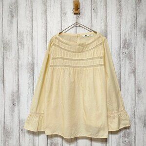 OpenFlower Soft Cotton Lace T-Blouse Light Yellow